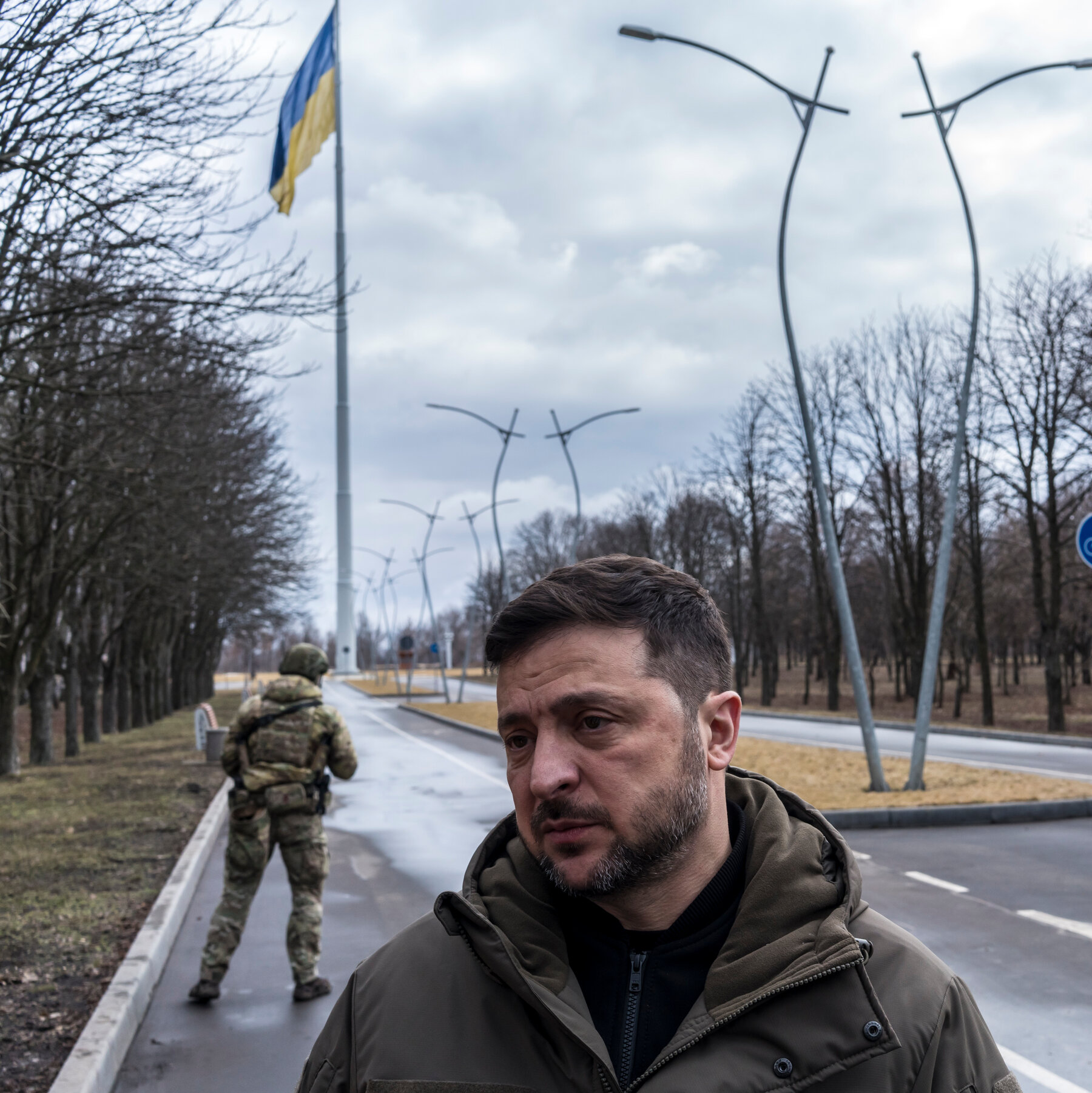 On the Road With Zelensky, Weathered, Weary and Fighting On