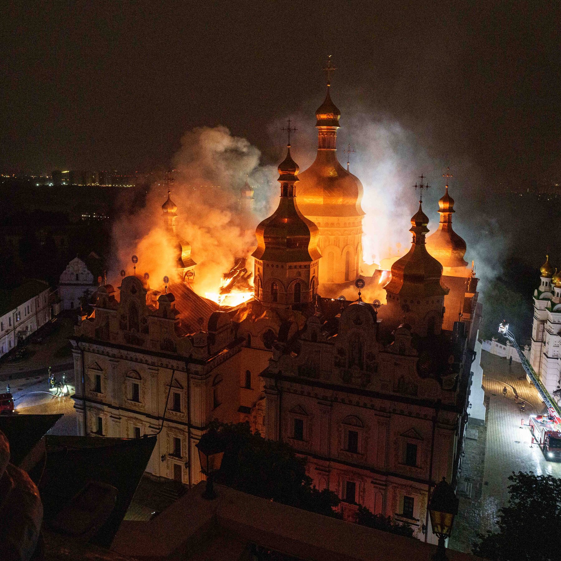 Historic Orthodox Cathedral Burns in Russian Attack on Kyiv